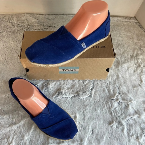 TOMS blue suede Classics w rope sole Women size7 - Picture 5 of 16